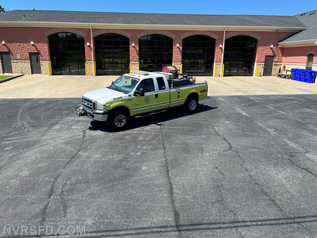 Engine 144 is a 2006 Ford F-350. It has a 250 gallon capacity tank with 200 being water and 50 being foam. It also has a variety of brush fire equipment and first aid medical equipment. Engine 144 tows ATV 14. 